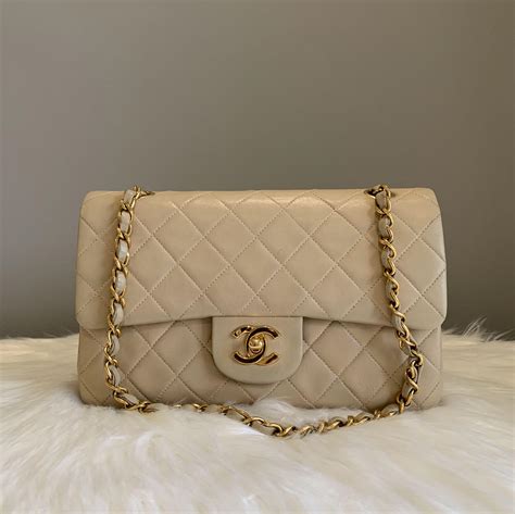 light beige chanel classic flap|Chanel vintage full flap.